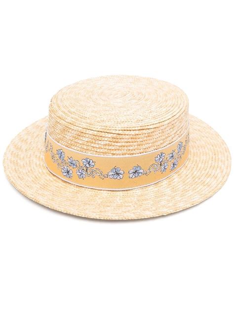 Embroidered straw hat 